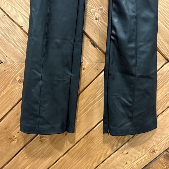 Zara Black Faux Leather Flare Pants XS - Picture 5 of 8